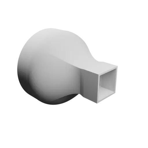 Round-to-Rectangular Tube Adapter STL file ⌀100 mm to 30×30 mm, thickness 2 mm + offset
