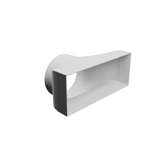 Round-to-Rectangular Tube Adapter STL file ⌀165 mm to 300×120 mm, thickness 3 mm + offset