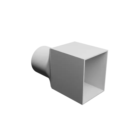 Round-to-Rectangular Tube Adapter STL file ⌀70 mm to 70×90 mm, thickness 2 mm + offset