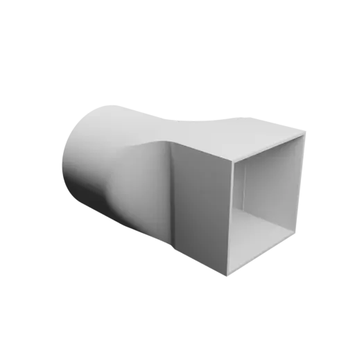 Round-to-Rectangular Tube Adapter STL file ⌀90 mm to 80×80 mm, thickness 2 mm + offset
