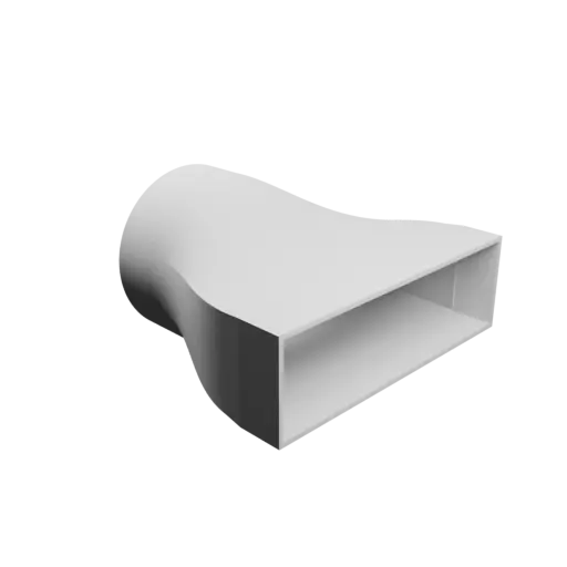 Round-to-Rectangular Tube Adapter STL file ⌀125 mm to 200×60 mm, thickness 3 mm