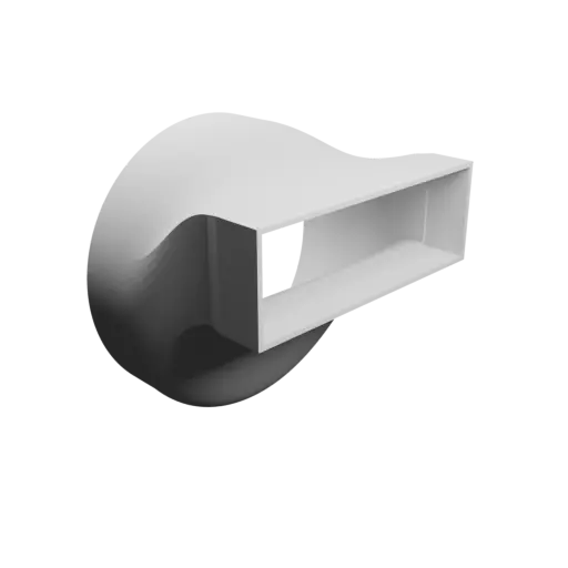 Round-to-Rectangular Tube Adapter STL file ⌀200 mm to 180×60 mm, thickness 3 mm + offset