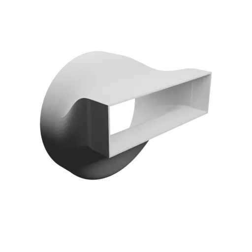 Round-to-Rectangular Tube Adapter STL 3D file ⌀200 mm to 200×60 mm, thickness 2 mm + offset