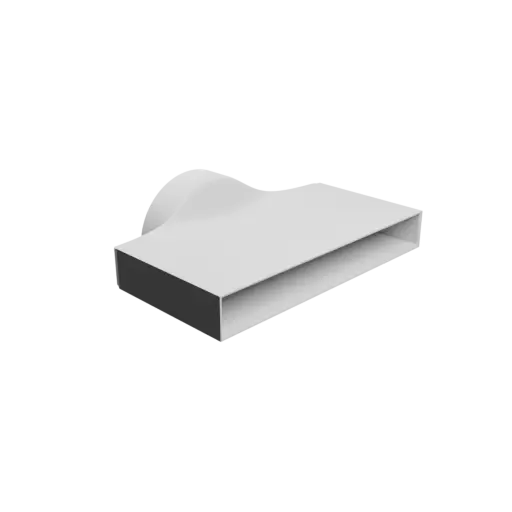 Round-to-Rectangular Tube Adapter STL file ⌀100 mm to 200×25 mm, thickness 2 mm + offset