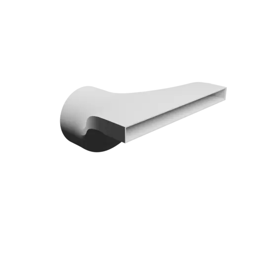 Round-to-Rectangular Tube Adapter STL file ⌀100 mm to 200×15 mm, thickness 2 mm + offset