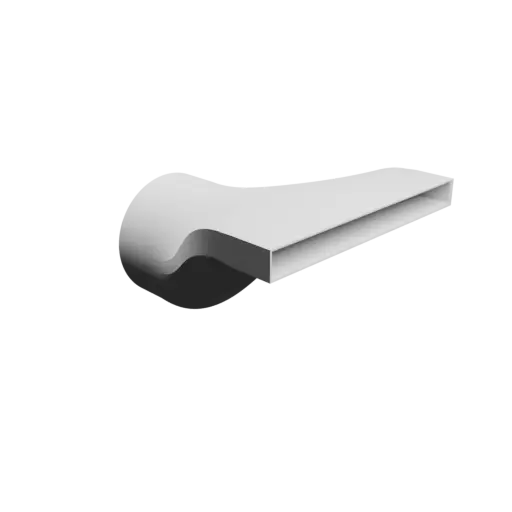 Round-to-Rectangular Tube Adapter STL 3D file ⌀100 mm to 175×15 mm, thickness 2 mm + offset
