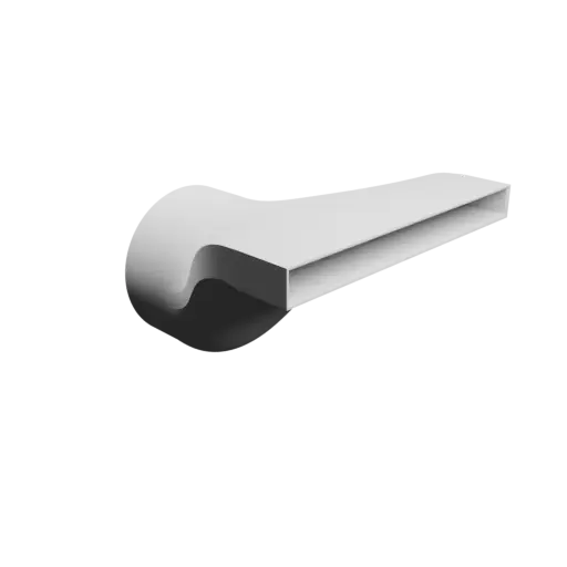 Round-to-Rectangular Tube Adapter STL file ⌀100 mm to 172×15 mm, thickness 2 mm + offset