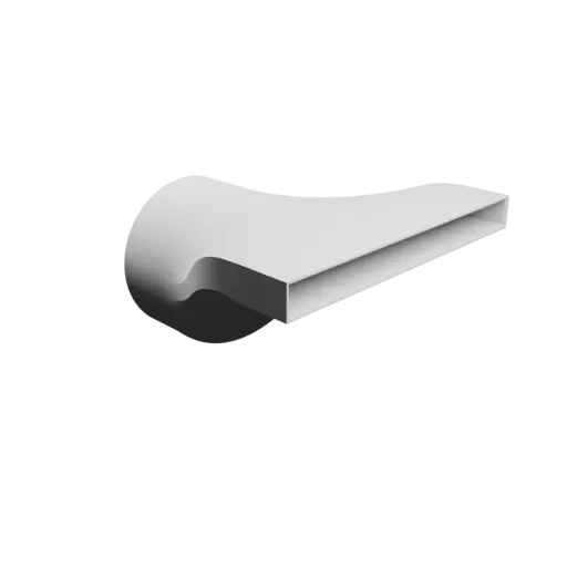 Round-to-Rectangular Tube Adapter STL 3D file ⌀100 mm to 172×15 mm, thickness 2 mm + offset