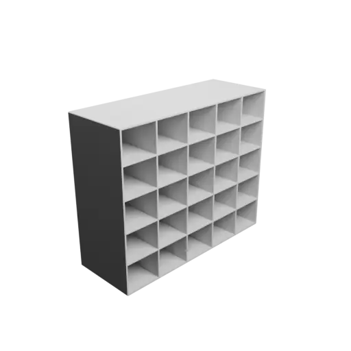 Small parts organizer with 25 drawers 60×50×120 mm STL 3D file, thickness: 3 mm