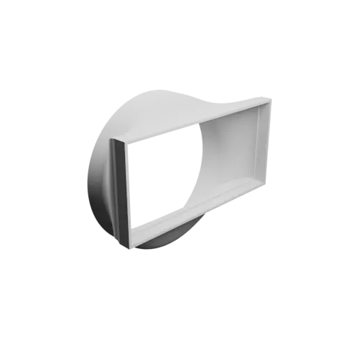 Round-to-Rectangular Tube Adapter STL 3D file ⌀126 mm to 145.0×69.5 mm, thickness 2 mm + offset