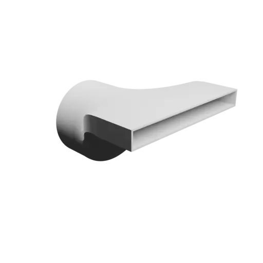 Round-to-Rectangular Tube Adapter STL 3D file ⌀115 mm to 196×20 mm, thickness 2 mm + offset