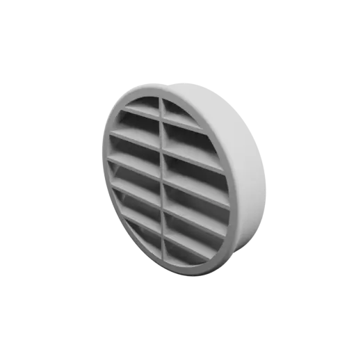 Round air vent STL file ∅ 100 mm, slat angle: 45° with central reinforcement