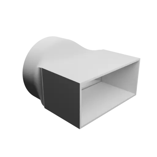 Round-to-Rectangular Tube Adapter STL file ⌀126 mm to 139×63.5 mm, thickness 3 mm + offset