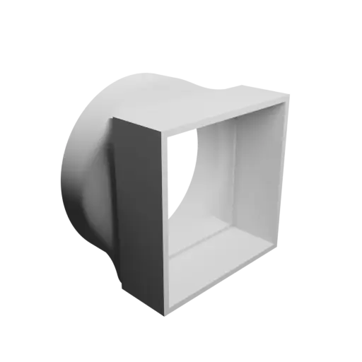 Round-to-Rectangular Tube Adapter STL file ⌀100 mm to 80×80 mm, thickness 3 mm