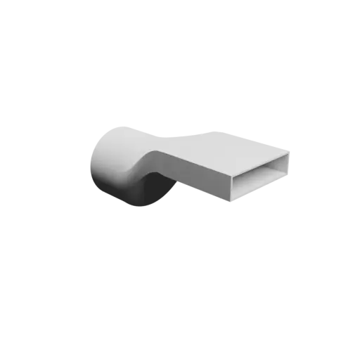 Round-to-Rectangular Tube Adapter STL file ⌀100 mm to 100×25 mm, thickness 2 mm + offset