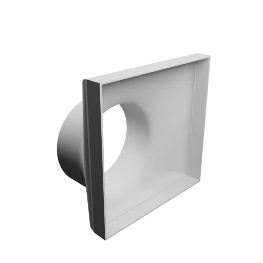 Round-to-Rectangular Tube Adapter STL file ⌀124 mm to 180×180 mm, thickness 2 mm + offset