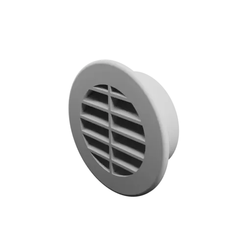 Round air vent STL file ∅ 60 mm, slat angle: 30° with central reinforcement