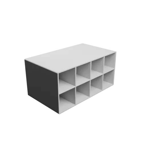 Small parts organizer with 8 drawers 30×30×80 mm STL 3D file, thickness: 2 mm