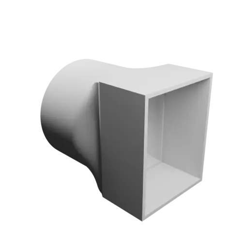 Round-to-Rectangular Tube Adapter STL 3D file ⌀65 mm to 50×63 mm, thickness 2 mm