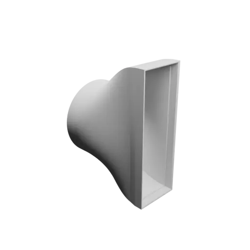 Round-to-Rectangular Tube Adapter STL 3D file ⌀90 mm to 50×150 mm, thickness 2 mm + offset