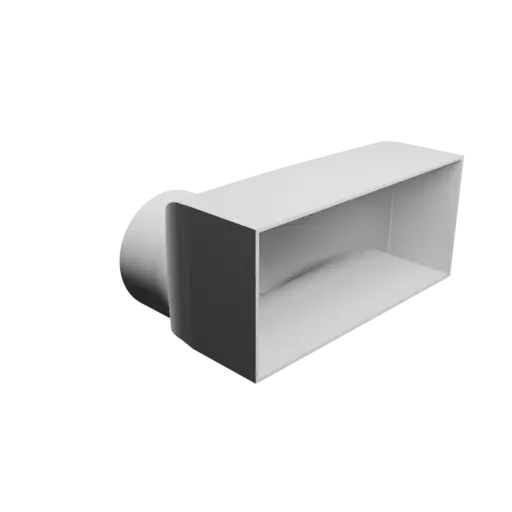 Round-to-Rectangular Tube Adapter STL file ⌀100 mm to 196×86 mm, thickness 2 mm + offset