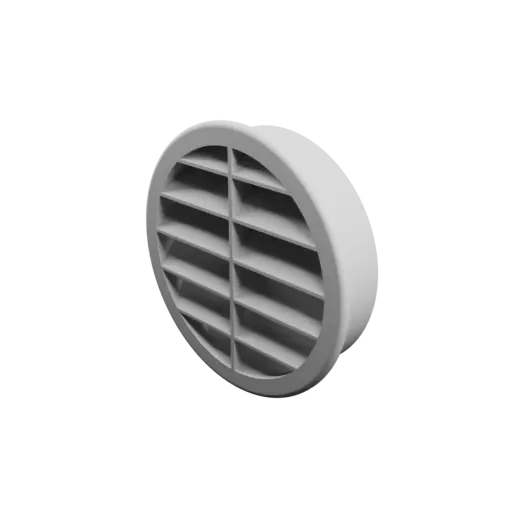 Round air vent STL file ∅ 91.9 mm, slat angle: 45° with central reinforcement
