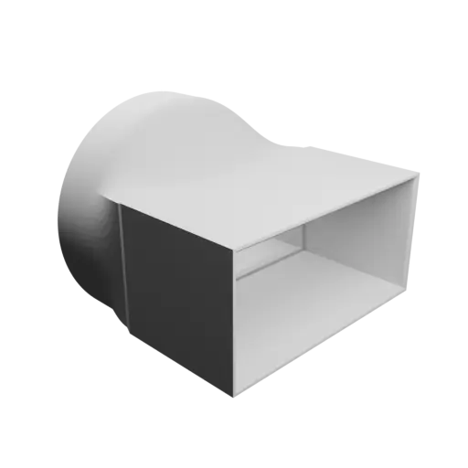 Round-to-Rectangular Tube Adapter STL 3D file ⌀148 mm to 145.0×70 mm, thickness 3 mm