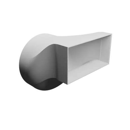Round-to-Rectangular Tube Adapter STL 3D file ⌀109 mm to 110×55 mm, thickness 2 mm + offset