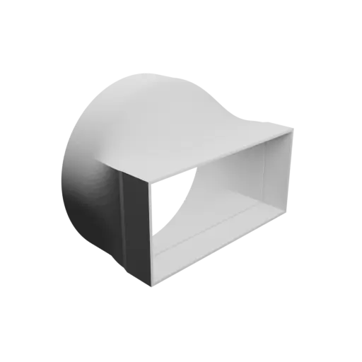 Round-to-Rectangular Tube Adapter STL 3D file ⌀155 mm to 151×71 mm, thickness 2 mm