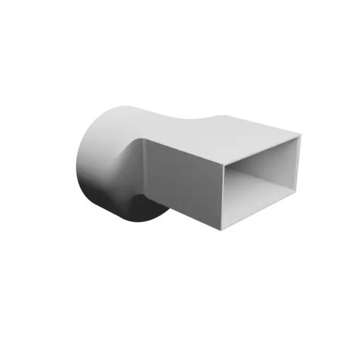 Round-to-Rectangular Tube Adapter STL 3D file ⌀132 mm to 114×58 mm, thickness 3 mm + offset