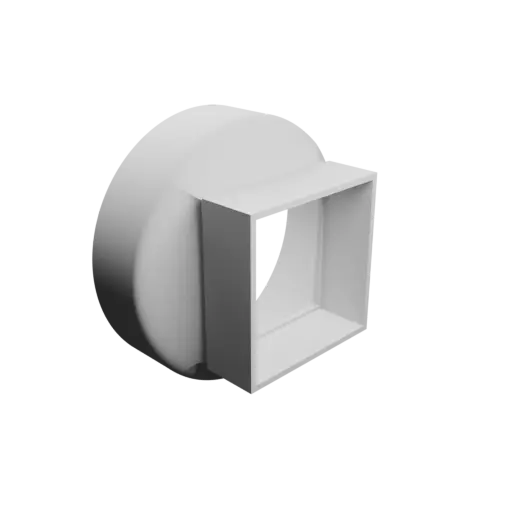 Round-to-Rectangular Tube Adapter STL file ⌀140 mm to 80×80 mm, thickness 3 mm