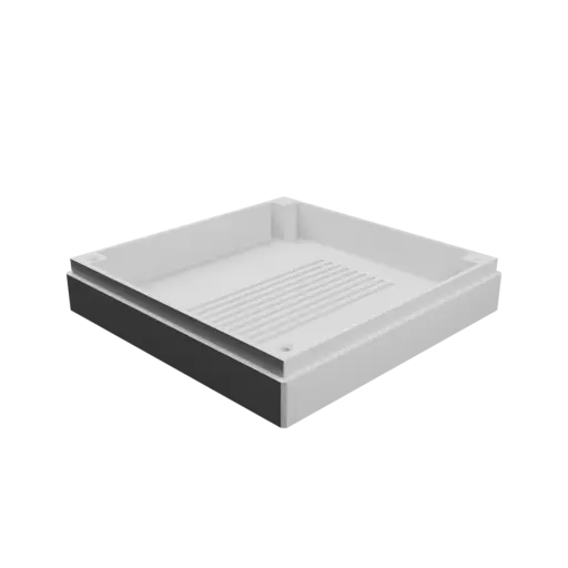 Enclosure with screw-mounted lid STL 3D file: 100×100×27 mm (with ventilation on the lid and under the enclosure)