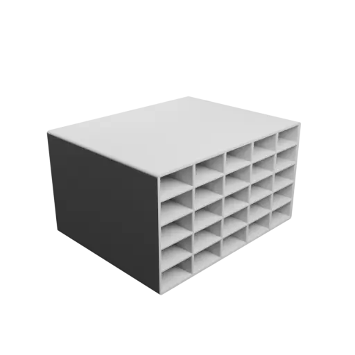 Small parts organizer with 25 drawers 20×10×100 mm STL file, thickness: 2 mm