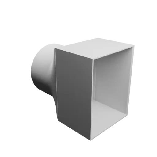 Round-to-Rectangular Tube Adapter STL 3D file ⌀65 mm to 62×82 mm, thickness 2 mm