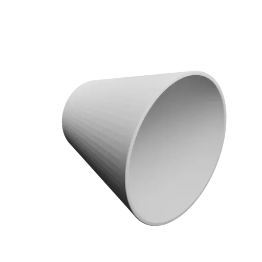 Container STL 3D file, inner: base Ø40 mm, top Ø75 mm, height 70 mm - wall thickness 2 mm