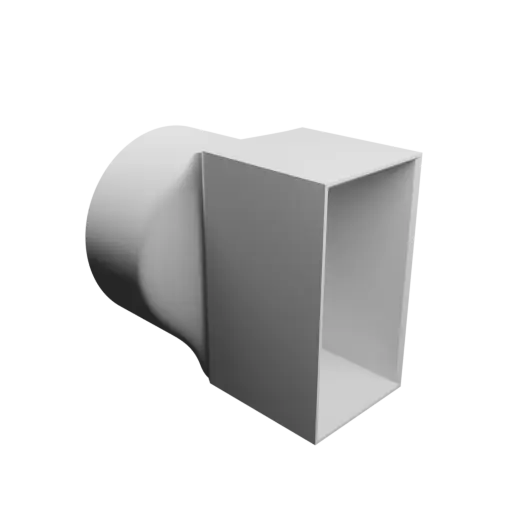 Round-to-Rectangular Tube Adapter STL file ⌀78 mm to 43×82 mm, thickness 2 mm