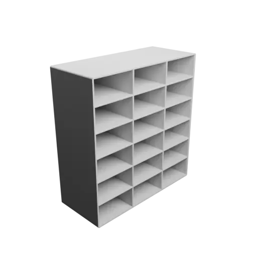 Small parts organizer with 18 drawers 48×24×64 mm STL file, thickness: 2 mm