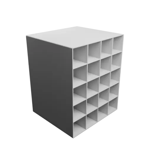 Small parts organizer with 20 drawers 36×37×150 mm STL file, thickness: 2 mm