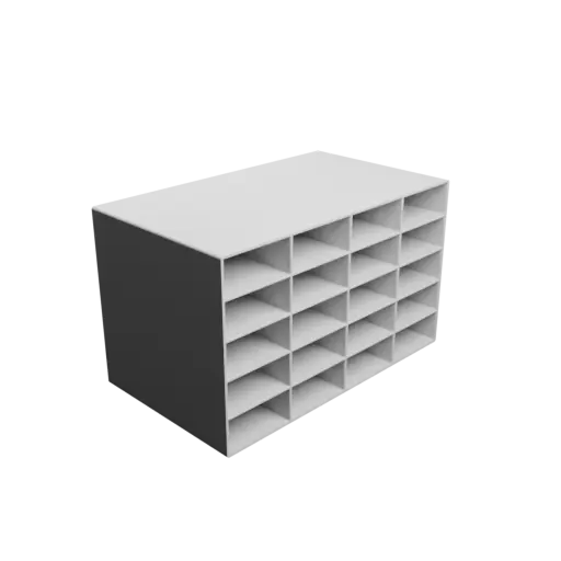 Small parts organizer with 20 drawers 47×21×120 mm STL 3D file, thickness: 2 mm