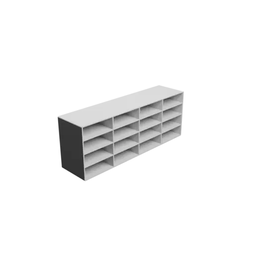 Small parts organizer with 16 drawers 60×20×60 mm STL 3D file, thickness: 2 mm