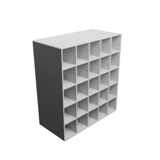 Small parts organizer with 25 drawers 20×25×60 mm STL 3D file, thickness: 2 mm