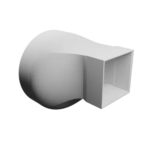 Round-to-Rectangular Tube Adapter STL 3D file ⌀94 mm to 45.5×45.5 mm, thickness 2 mm + offset