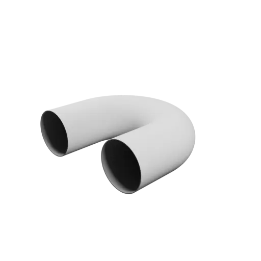 Tube elbow STL 3D file 180° ⌀OD: 64 mm ⌀ID: 62 mm thickness: 1 mm