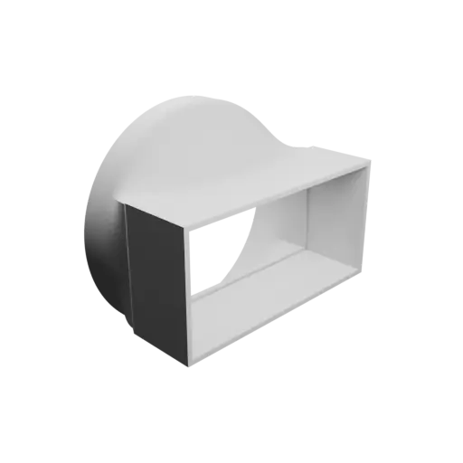 Round-to-Rectangular Tube Adapter STL file ⌀100 mm to 97×47 mm, thickness 2 mm