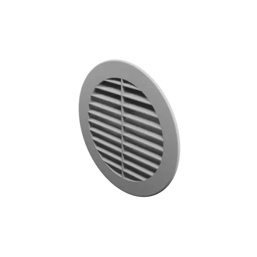 fichier STL Grille d'aération ronde ∅ 150 mm, angle des ailettes : 40° avec renfort central