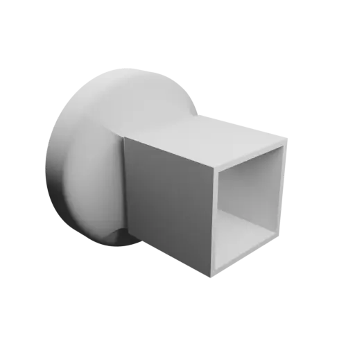 Round-to-Rectangular Tube Adapter STL 3D file ⌀106 mm to 50×50 mm, thickness 3 mm
