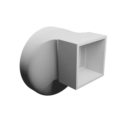 Round-to-Rectangular Tube Adapter STL file ⌀103 mm to 50×50 mm, thickness 3 mm + offset