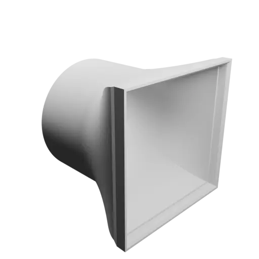 Round-to-Rectangular Tube Adapter STL 3D file ⌀60 mm to 65×65 mm, thickness 2 mm