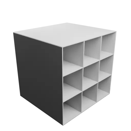 fichier 3D STL Casier de rangement 9 tiroirs 50×50×150 mm, épaisseur: 2 mm