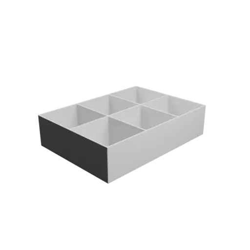 Multi-compartment box STL file: 6 compartments of 76.5×71×51 mm